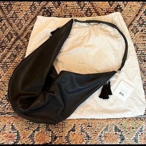 The Row black leather Sling 15 hobo bag